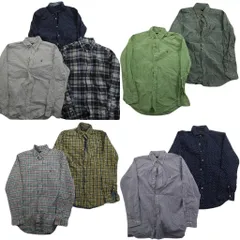 古着卸 まとめ売り ラルフローレン 長袖シャツ 9枚セット (メンズ M ) ドット チェック ボタンダウン 中古 古着 ND6094
