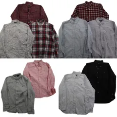 古着卸 まとめ売り ラルフローレン 長袖シャツ 10枚セット (メンズ L /XL ) 90s REGENT チェック ボタンダウン 中古 古着 ND6091