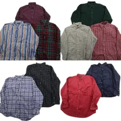 古着卸 まとめ売り ラルフローレン 長袖シャツ 10枚セット (メンズ 2XL ) 90s BLAKE チェック ストライプ 中古 古着 ND6089