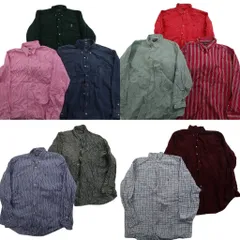古着卸 まとめ売り ラルフローレン 長袖シャツ 10枚セット (メンズ 2XL ) ストライプ チェック デニム 中古 古着 ND6088