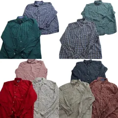 古着卸 まとめ売り チャップス CHAPS 長袖シャツ 10枚セット (メンズ XL ) ギンガム チェック ストライプ 中古 古着 ND6217