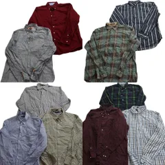 古着卸 トミーヒルフィガー 長袖シャツ 10枚セット (メンズ XL ) フラッグタグ チェック ストライプ柄 ボタンダウン 中古 古着 ND6158