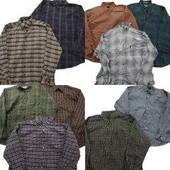 古着卸 まとめ売り チェック柄 長袖シャツ 10枚セット (メンズ XL ) ボタンダウン ラウンドカット 中古 古着 ND6236