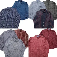古着卸 まとめ売り チャップス CHAPS 長袖シャツ 10枚セット (メンズ L ) チェック ギンガム ストライプ ボタンダウン 中古 古着 ND6234