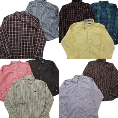 古着卸 まとめ売り チャップス CHAPS 長袖シャツ 10枚セット (メンズ L ) ストライプ ギンガム チェック ボタンダウン 中古 古着 ND6232