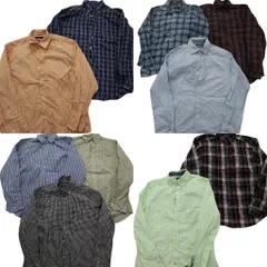 古着卸 まとめ売り ノーティカ NAUTICA 長袖シャツ 10枚セット (メンズ S /M ) ストライプ チェック ボタンダウン 中古 古着 ND6228