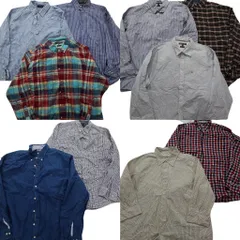 古着卸 まとめ売り トミーヒルフィガー 長袖シャツ 10枚セット (メンズ 2XL /3XL ) フラッグタグ マルチカラー 無地  中古 古着 ND6171