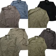 古着卸 まとめ売り ディッキーズ Dickies 長袖シャツ 8枚セット (メンズ L /XL ) ワーク ベージュ ブラック 無地 中古 古着 ND6168