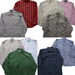 古着卸 まとめ売り ノーティカ NAUTICA 長袖シャツ 10枚セット (メンズ XL ) チェック ストライプ ボタンダウン 中古 古着 ND6223