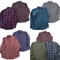 古着卸 まとめ売り チャップス CHAPS 長袖シャツ 9枚セット (メンズ M ) ストライプ ギンガム チェック 中古 古着 ND6243