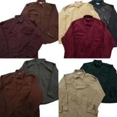 古着卸 まとめ売り フェイクスエード 長袖シャツ 9枚セット (メンズ XL /2XL /3XL ) ダブルフラップ ブラウン グレー 中古 古着 ND6277