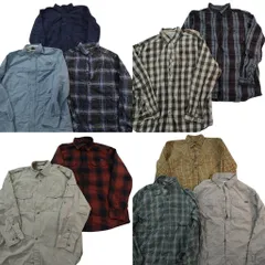 古着卸 まとめ売り アウトドアブランドMIX 長袖シャツ 10枚セット (メンズ L ) エディーバウアー コロンビア オービス 中古 古着 ND6292