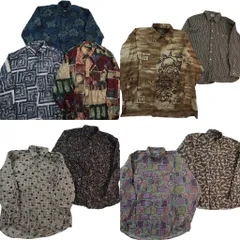 古着卸 まとめ売り 総柄 長袖シャツ 9枚セット (メンズ 2XL /3XL ) ボックスシルエット ペイズリー柄 ボタンダウン 中古 古着 ND6331