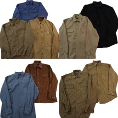 古着卸 まとめ売り フェイクスエード 長袖シャツ 9枚セット (メンズ S /M ) ボタンダウン ブラック ベージュ ブラウン 中古 古着 ND6282