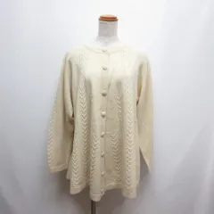 アルトモーダ ALTMODER ウール100％ フレア ニット カーディガン F オフホワイト ケーブル編み