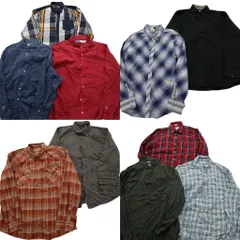 古着卸 まとめ売り ブランドMIX 長袖シャツ 10枚セット (メンズ 2XL /3XL ) リーバイス オールドネイビー ラングラー 中古 古着 ND6391