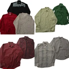 古着卸 まとめ売り 長袖シャツ MIX 9枚セット (メンズ L ) ノーカラー ボックスシルエット ストライプ 中古 古着 ND6421