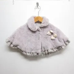 プティマイン petit main リボン ファー ケープ ポンチョ F 薄紫 パープル ベビー服 子供服