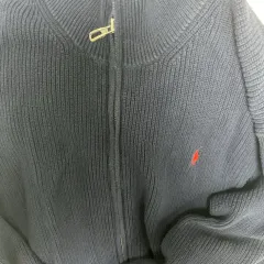 ポロ ジップアップ ニット ネイビー