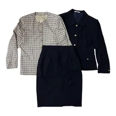  Aquascutum of London アクアスキュータム レディース セットアップ3点セット ジャケット＋スカート ベージュ ネイビー 9号/11号【Z1741】