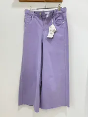 bershka パープル ワイド デニム パンツ