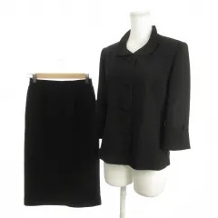 東京イギン TOKYO IGIN ブラックフォーマル ジャケット スカート 9 黒 ブラック 無地 丸襟 七分袖 2005493-01 /MN5 ■GY58