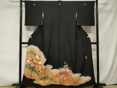 平和屋着物■豪華黒留袖　駒刺繍　優夢絹　遠山枝花文　暈し染め　金彩　正絹　逸品　CABA7540ev