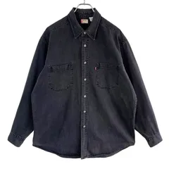 リーバイスレッドタブLevis Redtabブラックデニムシャツ長袖シャツ黒コットンウォッシュフェード無地y2kアメカジグランパコアグランマコアレトロシンプルゆるダボオーバーサイズvintageヴィンテージ51125