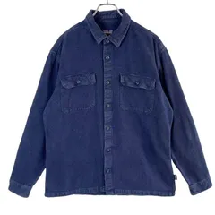 パタゴニアPatagoniaシャモアクロスシャツ長袖シャツフィヨルドフランネルシャツ厚手ヘビーシャツ起毛ネイビー紺organiccottonオーガニックコットン無地y2kレトログランパコアゆるダボオーバーサイズvintageヴィンテージ51125