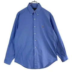 ラルフローレンRalphLauren YARMOUTH長袖オックスフォードシャツボタンダウンシャツ青ブルーカラーポニーロゴ刺繍ワンポイントコットンY2Kグランパコアアメトラゆるダボオーバーサイズビッグサイズvintageヴィンテージ51125