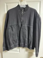 ZARA ブラック デニム ハーフジップ XL