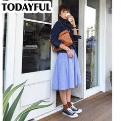 TODAYFUL フレアスカート ストライプ 38 ブルー