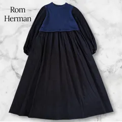Ron Herman California ロンハーマン カリフォルニア 異素材切替 ワンピース ネイビー ブラック S ロング丈 ドッキング ニット シフォン 上質 大人カジュアル ゆったり シルエット 体型カバー 日本製