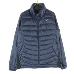 美品 Mizuno ミズノ ワンポイントロゴ ゴルフ 長袖 中綿ジャケット M ネイビー メンズ 古着