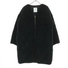 美品 niko and... ニコアンド 長袖 フリース 中綿 ノーカラーコート ブラック レディース 古着