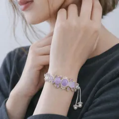 『エンジェルシリカ』薔薇彫り『アメジスト』生命の樹マクラメ編ブレスレット