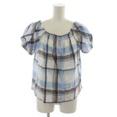 ブルーレーベルクレストブリッジ BLUE LABEL CRESTBRIDGE シャツ ブラウス 38 水色 ライトブルー チェック柄 パフスリーブ 半袖 /RR