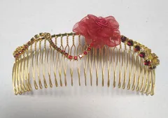 ヘアアクセサリーコーム　赤い花