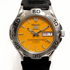 SEIKO 5 メンズ腕時計 Sports 自動巻 裏スケルトン イエローダイヤル