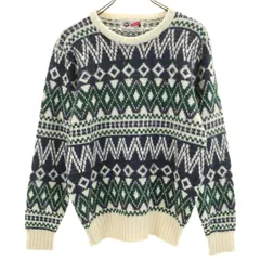 ARROW SPORT アロー スポーツ 80s 90s オールド フェアアイル柄 長袖 セーター M ホワイト ニット メンズ 古着