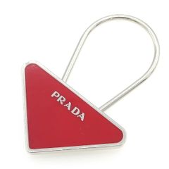 正規品】PRADA プラダ 四角プレート チャーム キーリング レッド