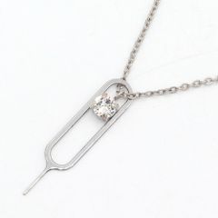 定価5,7万円]サンローラン SIMキー ラインストーンチャームネックレス