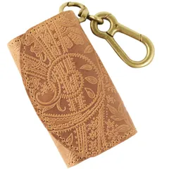 【新着商品】VINCENT CRAFTED 日本製 栃木レザー ペイズリー カラビナ キーケース ＆ コインケース PAOLO キーホルダー レディース ヴィンセントクラフテッド メンズ キーリング (ワンサイズ, ヌメ)