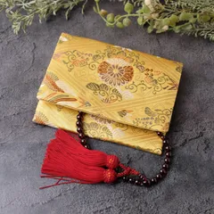 帯リメイク　数珠入れ　数珠ケース　念珠入れ　袱紗タイプ　J-15-051 ハンドメイド　金　鳳凰