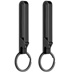 【新着商品】[TIMULTI] チタン キーホルダー ベルトクリップ カラビナ ベルト フック 落ちない メンズ おしゃれ キーチェーン キーリング付き (TK8・ブラック/2個入り)