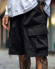 新品 ブラック ポケット カーゴ ハーフパンツ ショートパンツ 2XL