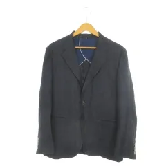 ランバン LANVIN COLLECTION ジャケット 上着 46 紺 ネイビー 無地 ノッチドラペル 長袖 /MN22 ■GY61