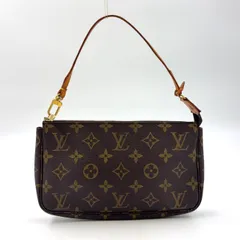 LOUIS VUITTON ポシェットアクセソワール モノグラム モノグラム レザー×PVC ブラウン ハンドバッグ ゴールド M51980