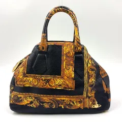Vivienne Westwood 額縁柄 レザー ゴールド×ブラック ハンドバッグ ゴールド