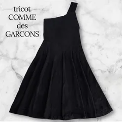 【希少】tricot COMME des GARCONS ワンショルダー ワンピース 黒 M ロング フレア 日本製 TA-02006M トリコ コムデギャルソン アシンメトリー 吊り 上品 おしゃれ モード オールシーズン